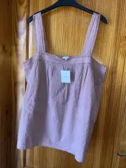 Next - Ladies Top - Size 16 Pink Embroidered Short Sleeved Strappy Tank