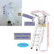 13 Steps Hidden Telescopic Folding Attic Ladder House Loft Wall Stairs 10.5ft H