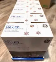 5 boxes GE StayBright 150 ct Warm White LED Motion Snowflake Icicle Lights NEW