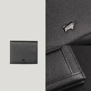 【BRAUN BUFFEL 德國小金牛】台灣總代理 蔚藍 6卡兩折短夾-黑色(BF821-404-BK)