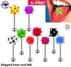 Colorful Rubber Ball Tongue Ring Surgical Steel Barbell Piercing 14G Piercing