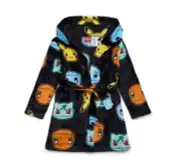 NEW Pokémon Pikachu and Friends Boys' Plush Hooded Soft Black Bathrobe Size 8