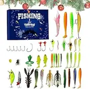Humkopnl Fishing Lure Advent Calendar 2024 | 24-Days Christmas Countdown Fish Tackle Set - 2024 Fishing Lures Set Fish Bait Christmas Calendar for 24 Days for Husband Friend