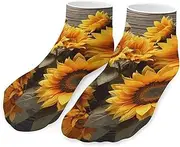 [QMNVBDS] Plants Theme Sunflower Socks Ankle Length Socks Casual Short Socks for Women Men Low Cut Sports Socks Running Socks No Show Socks Ankle Socks Athletic Socks Workout Socks, Style, One Size