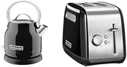 KitchenAid Artisnal 1.25L Electric Kettle (5KEK1222AOB) + Toaster with 2 slices, Onyx Black