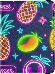 [Amooorous] Summer Neon Fruit Pineapple fruit Leather decorative passport holder for travel Travel Documents Organizer Protector Passport Case Ultra Slim, Summer neon Fruit pineapple fruit, 1 size