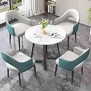 HOLGVE Office Reception Room Club Table and Chair Set, Small Conference Room Negotiation Table Sets, for Coffee Kitchen Dining Table Set for 4(Green)