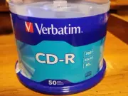 50 VERBATIM Blank 52X CD-R CDR Branded Logo 700MB Media Disc