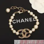 {優優日本優選}CHANEL 香奈兒珍珠山茶花大LOGO時尚百搭手鍊