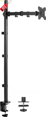 Extra Tall Single Monitor Desk Mount 39" Pole Fits 13-32" Screens VESA Black