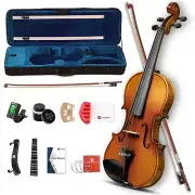 Violin 4/4 Full Size Set, Fiddle Solid Wood for Professional Intermediate Beginn