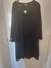 Autograph size 24 black dress long bell sleeves new with tags