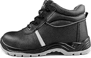[Safewaypower] Steel Toe Work Boots for Men, Slip-Resistant Puncture Proof Safety Boots with Breathable Lining for Industrial, Warehouse