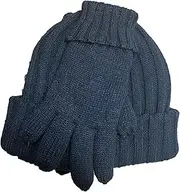[HEAT HOLDERS] Open Road Ribbed turnover Beanie & Storm Rider Gloves Set- Boys Black 7-10 years old