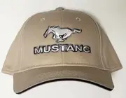 Mustang Running Horse MUSTANG Text Hat - Bone Tan Brown * Ships FREE to the US