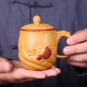 Office Cup Handmade Mug With Lid True Yixing Zisha Duan Clay Dragon Carved Cup