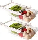 Shopwithgreen 2 Pack Refrigerator Pull-out Organizer Bins w/ divider 2/4 section
