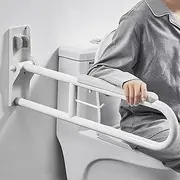 Toilet Safety Rails, Wall Support Handle Foldable WC Anti-Slip Texture Toilet Handrails with Toilet roll Holder, Shower Assist Aid, Handicap Grab Bars for Elderly, Pregnant, Disable, Injury(80cm)