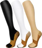 Compression Socks (3 Pairs) 15-20 Mmhg Is BEST Athletic & Medical for Men & Wome