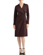 [David Lawrence] Porter Cotton Dress in Burgundy