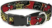 Dog Collar Martingale Spider Man Action Poses Comic Scenes White Black Red 18 to 32 Inches 1.5 Inch Wide