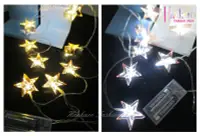 在飛比找Yahoo!奇摩拍賣優惠-☆[Hankaro]☆ LED聖誕節燈串鐵藝雙層星星造型燈串