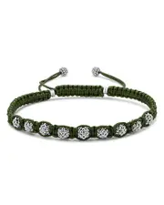 Lagos Men's Sterling Silver Anthem Caviar Bead Green Macrame Bracelet - Exclusive