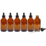 4oz Amber Glass Dropper Bottles (6-Pack), Refillable Glass Bottles for Essential