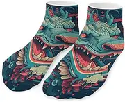 [QMNVBDS] Cartoon Dragon Head Socks Ankle Length Socks Casual Short Socks for Women Men Low Cut Sports Socks Running Socks No Show Socks Ankle Socks Athletic Socks Workout Socks, Style, One Size