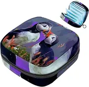 Period Bag,Sanitary Napkin Storage Bag,Two Sea Birds Meadow,Tampon Bag for Purse