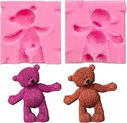 Bear Silicone Mold Bear Doll Fondant Mold Chocolate Candy Sugar Craft Gum Paste Mould Paper Clay Soap Candle Mold Cake Decoration Tool A Pack of 2