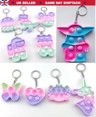 Pop Push Bubble Fidget Toy Sensory Kids Special Needs Stress Relief keyring