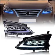 Headlights LED Headlamps Projector Assembly Car Apartment Start-up Animation With A Splash Of Blue Compatible With Nissan Sylphy 2012-2015