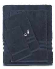 Linum Home Textiles Monogram Turkish Cotton 4pc Denzi Towel Set (A-Z)