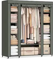 [SONGMICS] Closet Wardrobe, Portable Closet for Bedroom, Clothes Rail with Non-Woven Fabric Cover, Clothes Storage Organizer, 59 x 17.7 x 69 Inches, 12 Compartments, Sage Green ULSF003C02