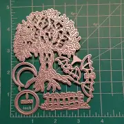 Universal thin metal die cut tool Halloween Tree Ghost Man Face Graveyard bat