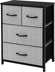 AZL1 Life Concept Dresser Storage Furniture Organizer-Large Standing Chest for Bedroom, Office, Entryway, Living Room and Closet-4 Removable Fabric Drawers, Engineered Wood Metal, Black and White