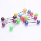 10PCS Tongue Piercing Surgical Steel Bar Candy Colour Ball Body Jewellery
