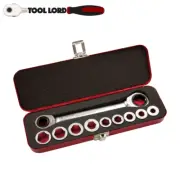 Sidchrome 10 Pce Metric Ratchet Ring Socket Ratchet Spanner Set 8-19mm SCMT21350