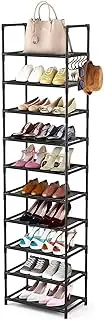 10 Tiers Tall Narrow Shoe Rack,Sturdy Metal Shoe Rack Organizer,20-25 Pairs Boots Organizer Storage Sturdy Narrow Shoe Shelf for Entryway (Black)