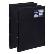 2x Marbig Pro Flexibinder 2 O-Ring Binder A4 File Document Organiser 20mm Black