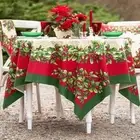 April Cornell Merry Little Christmas Tablecloth 54 x 54 Breakfast Cloth Red