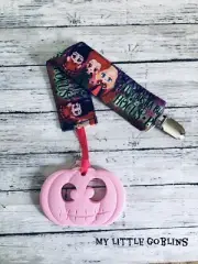 Witches And Spells Baby Silicone Pumpkin Teether Clip Hocus Pocus Little Girl