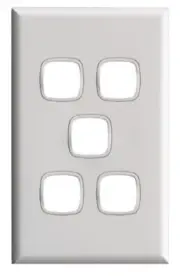 HPM EXCEL SERIES GRID & PLATE 117x73mm 5-Gangs Flush Mount,Gloss White*AUS Brand