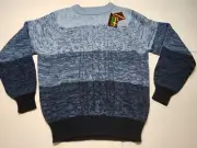 Mens Vintage Chartwell Ombre Blue Acrylic Grandpa Hipster Crew Sweater Large NWT