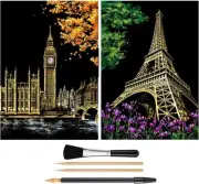 Scratch Painting Kits for Adults & teens, Onesize, Eiffel Tower / Big Ben