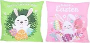 WHAMVOX 2pcs Easter Bunny Decorative Pillow Covers Cartoon Prints Throw Pillow Cases for Sofa Bed Comfortable Skin Festive Holiday Home Decor