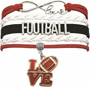 Football Bracelet - Infinity Love Charm Bracelet for Adult Football Lovers, Football Sport Player Fans, Team Themed Jewelry in Bulk
