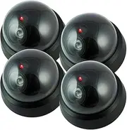 Dummy Security Camera Fake Camera Outdoors Dummy Dome Wireless Surveillance System Motion Light Realistic Look with Flashing Red LED Light 4 Pack