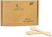 Mini Wood Taster Spoons, Disposable Small Wooden Spoons Ice Cream Dessert Spoons (200 Pack)